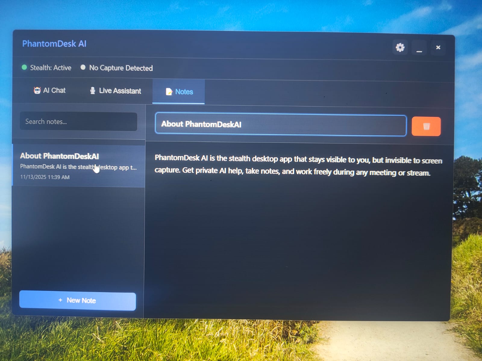 PhantomDesk AI Private Notes